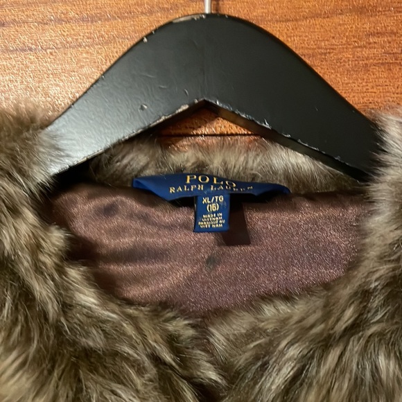 Polo Ralph Lauren brown faux fur vest; kid’s XL Adorable - Picture 2 of 10